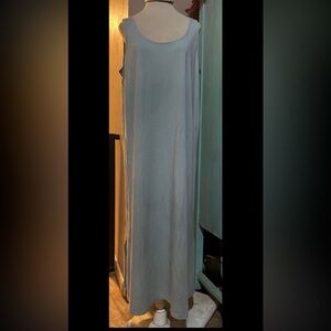 Eileen Fisher Casual Tank Midi Dress Size Large L Sleeveless 100 % Cotton Gray
